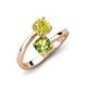 5 - Jianna 6.00 mm Cushion Peridot and Round Yellow Diamond 2 Stone Promise Ring 
