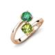 5 - Jianna 6.00 mm Cushion Peridot and Round Lab Created Alexandrite 2 Stone Promise Ring 