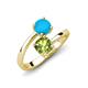 5 - Jianna 6.00 mm Cushion Peridot and Round Turquoise 2 Stone Promise Ring 