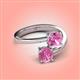 8 - Jianna 6.00 mm Cushion and Round Lab Created Pink Sapphire 2 Stone Promise Ring 