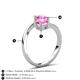16 - Jianna 6.00 mm Cushion and Round Lab Created Pink Sapphire 2 Stone Promise Ring 