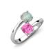 5 - Jianna 6.00 mm Cushion Lab Created Pink Sapphire and Round Opal 2 Stone Promise Ring 