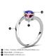 6 - Jianna 6.00 mm Cushion Rhodolite Garnet and Round Blue Sapphire 2 Stone Promise Ring 
