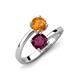 5 - Jianna 6.00 mm Cushion Rhodolite Garnet and Round Citrine 2 Stone Promise Ring 
