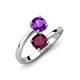 5 - Jianna 6.00 mm Cushion Rhodolite Garnet and Round Amethyst 2 Stone Promise Ring 
