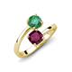 5 - Jianna 6.00 mm Cushion Rhodolite Garnet and Round Lab Created Alexandrite 2 Stone Promise Ring 