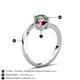 6 - Jianna 6.00 mm Cushion Rhodolite Garnet and Round Lab Created Alexandrite 2 Stone Promise Ring 