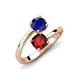 5 - Jianna 6.00 mm Cushion Red Garnet and Round Blue Sapphire 2 Stone Promise Ring 