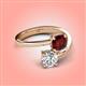 4 - Jianna 6.00 mm Cushion Red Garnet and GIA Certified Round Natural Diamond 2 Stone Promise Ring 