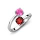 5 - Jianna 6.00 mm Cushion Red Garnet and Round Lab Created Pink Sapphire 2 Stone Promise Ring 