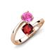 5 - Jianna 6.00 mm Cushion Red Garnet and Round Lab Created Pink Sapphire 2 Stone Promise Ring 