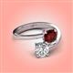 4 - Jianna 6.00 mm Cushion Red Garnet and GIA Certified Round Natural Diamond 2 Stone Promise Ring 