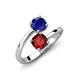 5 - Jianna 6.00 mm Cushion Red Garnet and Round Blue Sapphire 2 Stone Promise Ring 