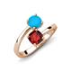 5 - Jianna 6.00 mm Cushion Red Garnet and Round Turquoise 2 Stone Promise Ring 