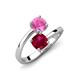 5 - Jianna 6.00 mm Cushion Lab Created Ruby and Round Lab Created Pink Sapphire 2 Stone Promise Ring 