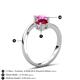 6 - Jianna 6.00 mm Cushion Lab Created Ruby and Round Lab Created Pink Sapphire 2 Stone Promise Ring 