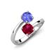 5 - Jianna 6.00 mm Cushion Lab Created Ruby and Round Tanzanite 2 Stone Promise Ring 