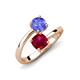 5 - Jianna 6.00 mm Cushion Lab Created Ruby and Round Tanzanite 2 Stone Promise Ring 