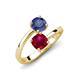5 - Jianna 6.00 mm Cushion Lab Created Ruby and Round Iolite 2 Stone Promise Ring 