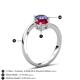 6 - Jianna 6.00 mm Cushion Lab Created Ruby and Round Iolite 2 Stone Promise Ring 