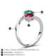 6 - Jianna 6.00 mm Cushion Lab Created Ruby and Round Emerald 2 Stone Promise Ring 