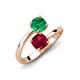 5 - Jianna 6.00 mm Cushion Lab Created Ruby and Round Emerald 2 Stone Promise Ring 