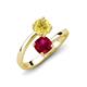 5 - Jianna 6.00 mm Cushion Lab Created Ruby and Round Natural Created Yellow Sapphire 2 Stone Promise Ring 