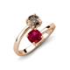 5 - Jianna 6.00 mm Cushion Lab Created Ruby and Round Smoky Quartz 2 Stone Promise Ring 