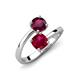 5 - Jianna 6.00 mm Cushion Lab Created Ruby and Round Rhodolite Garnet 2 Stone Promise Ring 