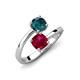 5 - Jianna 6.00 mm Cushion Lab Created Ruby and Round London Blue Topaz 2 Stone Promise Ring 