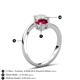 6 - Jianna 6.00 mm Cushion Lab Created Ruby and Round Opal 2 Stone Promise Ring 