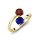 5 - Jianna 6.00 mm Cushion Lab Created Blue Sapphire and Round Red Garnet 2 Stone Promise Ring 