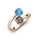 5 - Jianna 6.00 mm Cushion Smoky Quartz and Round Blue Topaz 2 Stone Promise Ring 