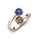 5 - Jianna 6.00 mm Cushion Smoky Quartz and Round Iolite 2 Stone Promise Ring 
