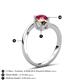 6 - Jianna 6.00 mm Cushion Smoky Quartz and Round Ruby 2 Stone Promise Ring 