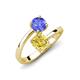 5 - Jianna 6.00 mm Cushion Lab Created Yellow Sapphire and Round Tanzanite 2 Stone Promise Ring 