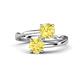 1 - Jianna 6.00 mm Cushion and Round Lab Created Yellow Sapphire 2 Stone Promise Ring 