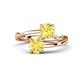1 - Jianna 6.00 mm Cushion and Round Lab Created Yellow Sapphire 2 Stone Promise Ring 