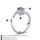 6 - Jianna IGI Certified 6.00 mm Cushion Lab Grown Diamond and Round Iolite 2 Stone Promise Ring 
