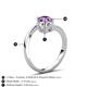 6 - Jianna IGI Certified 6.00 mm Cushion Lab Grown Diamond and Round Amethyst 2 Stone Promise Ring 