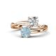 1 - Jianna GIA Certified 6.00 mm Cushion Natural Diamond and Round Aquamarine 2 Stone Promise Ring 