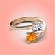 4 - Jianna GIA Certified 6.00 mm Cushion Natural Diamond and Round Citrine 2 Stone Promise Ring 