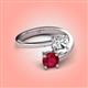 4 - Jianna GIA Certified 6.00 mm Cushion Natural Diamond and Round Ruby 2 Stone Promise Ring 