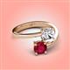 4 - Jianna GIA Certified 6.00 mm Cushion Natural Diamond and Round Ruby 2 Stone Promise Ring 