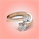 4 - Jianna GIA Certified 6.00 mm Cushion Natural Diamond and Round Forever Brilliant Moissanite 2 Stone Promise Ring 