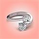 4 - Jianna GIA Certified 6.00 mm Cushion Natural Diamond and Round Forever One Moissanite 2 Stone Promise Ring 
