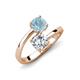 5 - Jianna GIA Certified 6.00 mm Cushion Natural Diamond and Round Aquamarine 2 Stone Promise Ring 