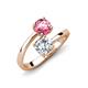5 - Jianna GIA Certified 6.00 mm Cushion Natural Diamond and Round Pink Tourmaline 2 Stone Promise Ring 