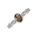 4 - Jiena Desire Oval Cut Smoky Quartz and Round Lab Grown Diamond Engagement Ring 
