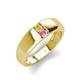 4 - Ethan 3.00 mm Round Yellow Diamond and Pink Sapphire 2 Stone Men Wedding Ring 